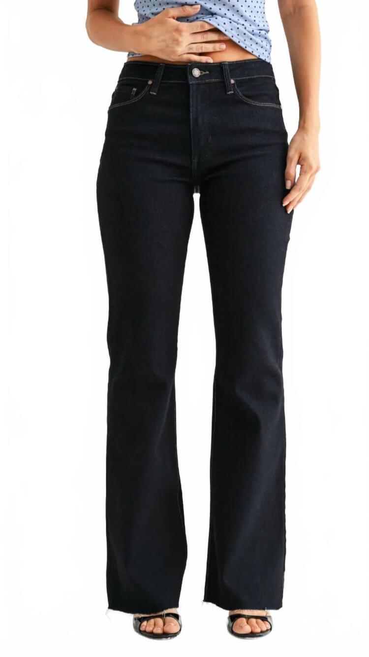 NEW JUST BLACK DENIM high rise super scissor cut full length flare jeans in dark
